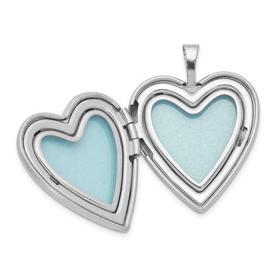 Sterling Silver Rhodium-plated Enamel Rose Heart Locket Necklace