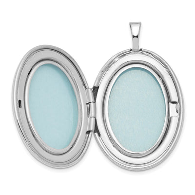 Sterling Silver Rhodium-plated Diamond Oval Locket Necklace