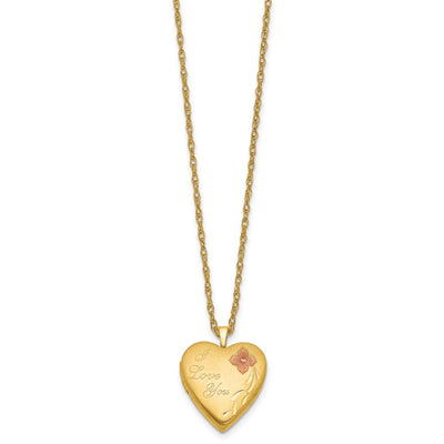 1/20 Gold Filled Enameled I Love You Heart Locket Necklace