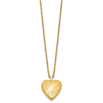 1/20 Gold Filled Side Swirled Heart Locket Necklace