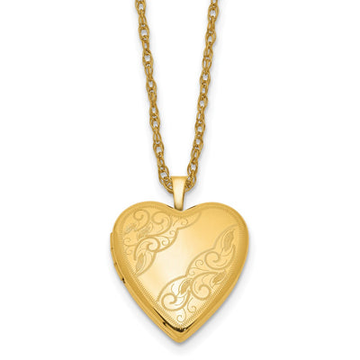 1/20 Gold Filled Side Swirled Heart Locket Necklace