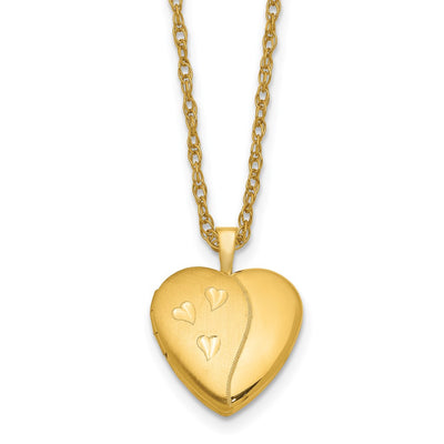 1/20 Gold Filled Satin and Polished Heart Locket Necklace