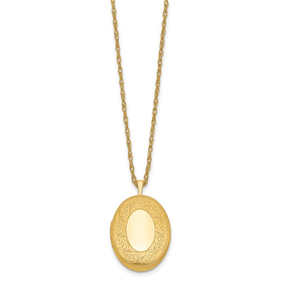 1/20 Gold Filled Leaf Border Oval Locket Necklace