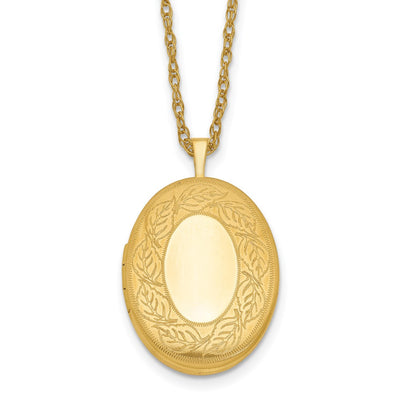 1/20 Gold Filled Leaf Border Oval Locket Necklace