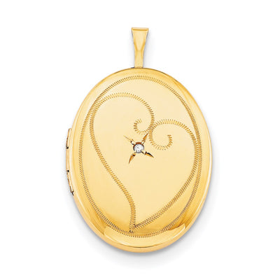 1/20 Gold Filled Diamond in Heart Oval Locket Necklace