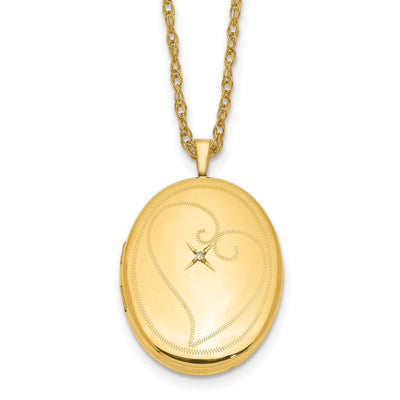 1/20 Gold Filled Diamond in Heart Oval Locket Necklace