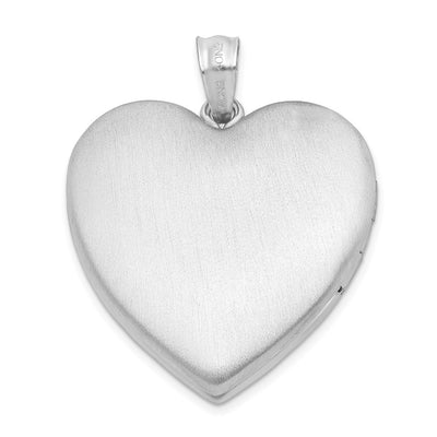 Sterling Silver Rhodium-plated Enameled Rose Heart Locket