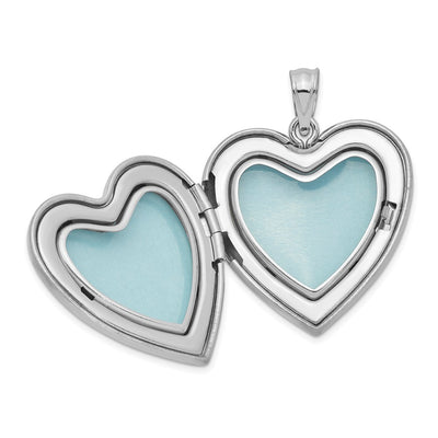 Sterling Silver Rhodium-plated Enameled Rose Heart Locket
