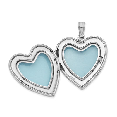 Sterling Silver Rhod-plated w/ Diamond Star Design Heart Locket