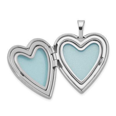 Sterling Silver Rhodium-plated Floral Border Heart Locket