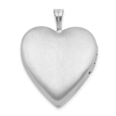 Sterling Silver Rhodium-plated Satin/Polished Cross Heart Locket