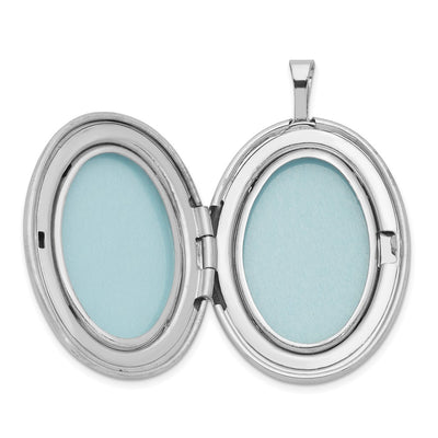 Sterling Silver Rhodium-plated Satin with Diamond Star Oval Locket