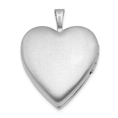 Sterling Silver Rhodium-plated Swirl & Polished Heart Locket