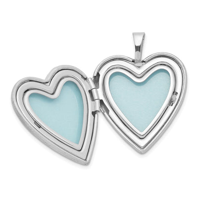 Sterling Silver Rhod-plated Satin/Polished D/C Butterfly Heart Locket