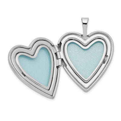 Sterling Silver Rhod-plated Polished/Satin Forever in my Heart Locket