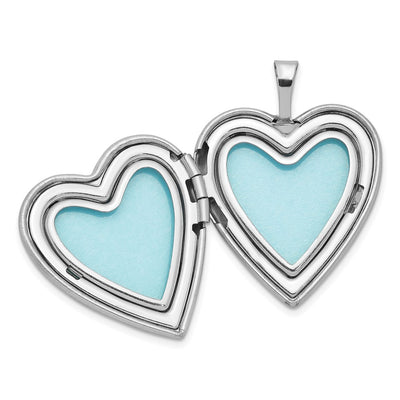Sterling Silver Rhodium-plated Polished & Satin Diamond Heart Locket