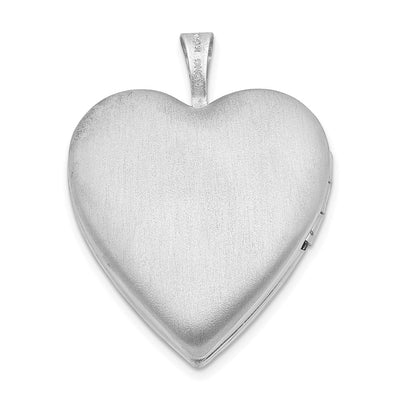 Sterling Silver Rhodium-plated Textured Daisies Heart Locket