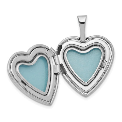 Sterling Silver Rhod-plated Polished/Satin Diamond D/C Heart Locket