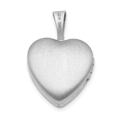 Sterling Silver Rhodium-plated & Diamond Star Polished Heart Locket