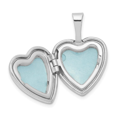 Sterling Silver Rhodium-plated & Diamond Star Polished Heart Locket