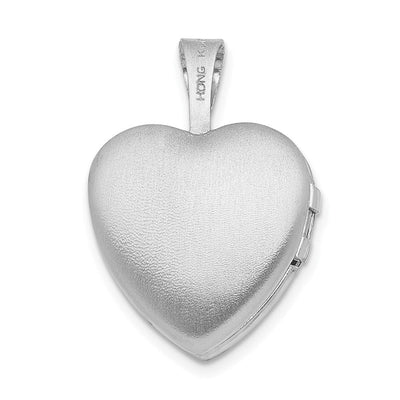 Sterling Silver Rhodium-plated Polished Diamond Star Heart Locket, 18 x 12.35mm