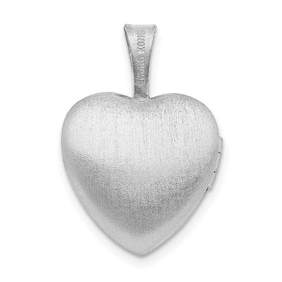 Sterling Silver Rhodium-plated Flower Border Heart Locket