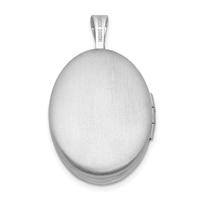 Sterling Silver Rhodium-plated Diamond Polished/Satin Star Oval Locket