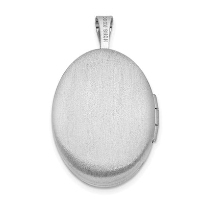 Sterling Silver Rhodium-plated Enamel Floral Oval Locket
