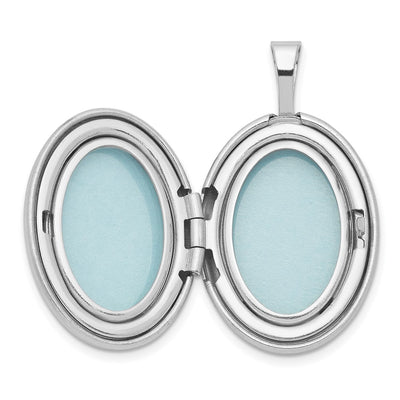 Sterling Silver Rhodium-plated & Diamond Side Scallops Oval Locket