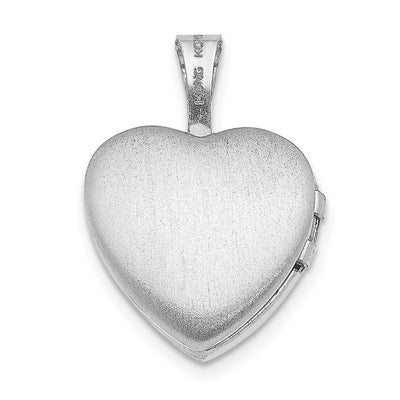 Sterling Silver Rhodium-plated Cross w/ Enamel Flowers Heart Locket