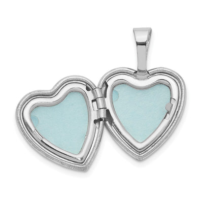 Sterling Silver Rhodium-plated Cross w/ Enamel Flowers Heart Locket