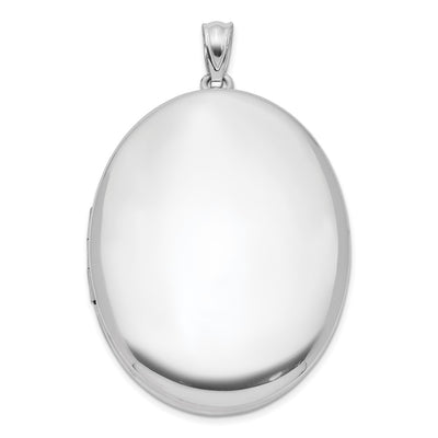 Sterling Silver Rhodium-plated Polished Oval Locket, 42.75 x 27.6mm