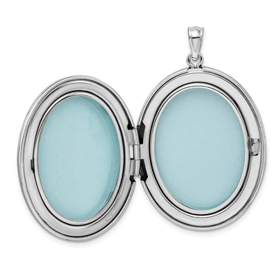 Sterling Silver Rhodium-plated W/ Side Swirls Oval Locket