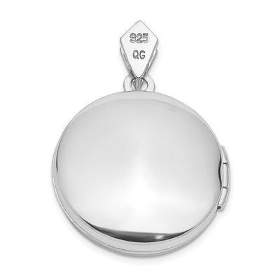 Sterling Silver Rhodium-plated Round w/Diamond Vintage Locket