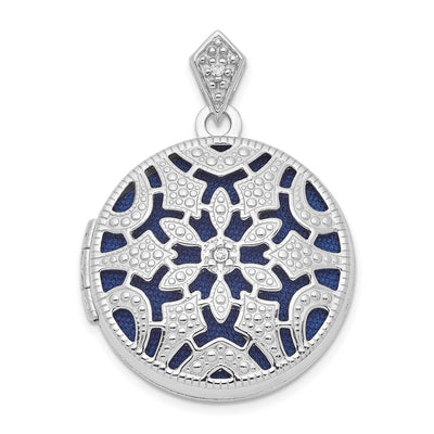 Sterling Silver Rhodium-plated Round w/Diamond Vintage Locket