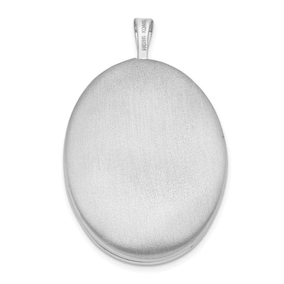 Sterling Silver Rhod-plated Textured & Polished Paw Print Oval Locket
