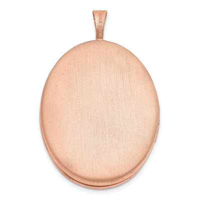 Sterling Silver Rose Gold-plated Swirled Oval Locket