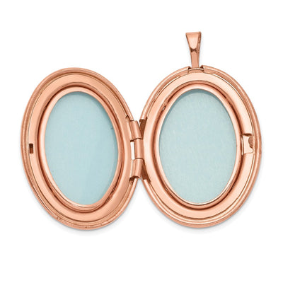 Sterling Silver Rose Gold-plated Swirled Oval Locket