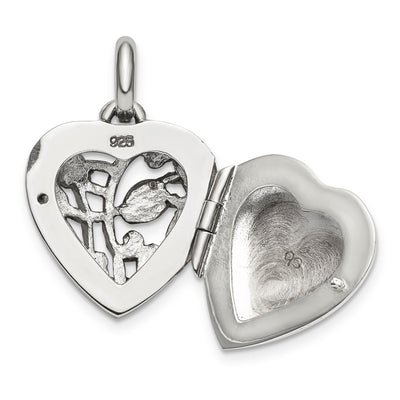 Sterling Silver Antiqued Filigree Top Polished Back Heart Locket