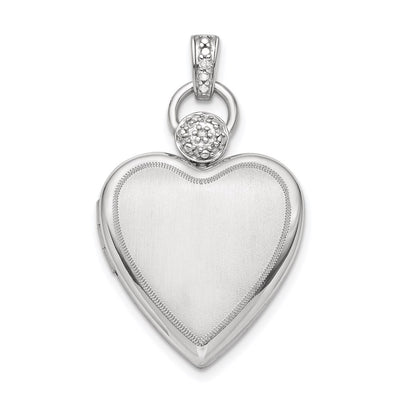 Sterling Silver Rhodium-plated Diamond Accented Satin Locket