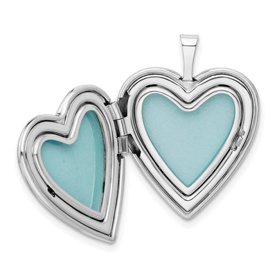 Sterling Silver Rhod-pltd LOVE TO THE MOON Diamond Heart Locket