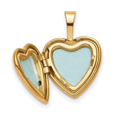 Sterling Silver Gold-plated Satin & Polished Fairy Heart Locket