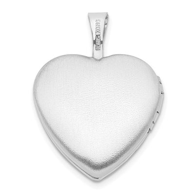 Sterling Silver Rhodium-plated Paw Print Heart Locket