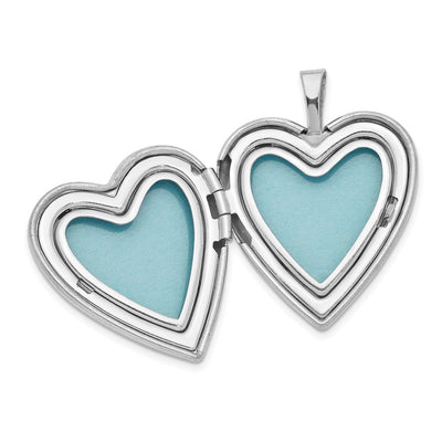Sterling Silver Rhodium-plated Polished My Angel Heart Locket