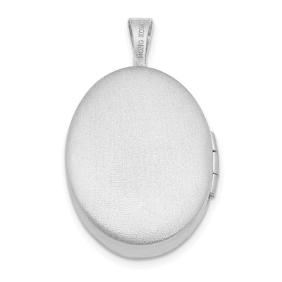 Sterling Silver Rhodium-plated Diamond Angel Wings Oval Locket