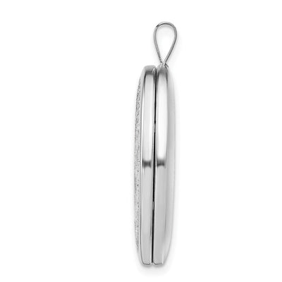 Sterling Silver Platinum-plated Oval Tree Locket