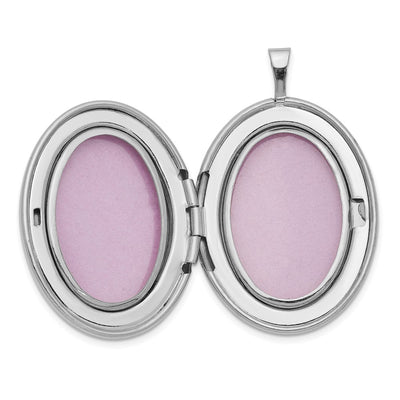 Sterling Silver Platinum-plated Oval Tree Locket