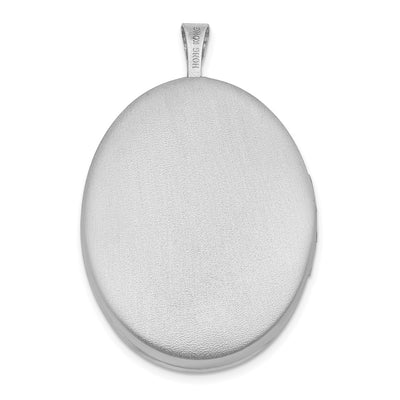 Sterling Silver RH Satin / Polished Enameled Flower D/C Oval Locket