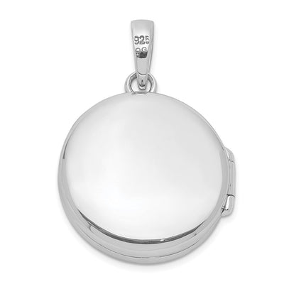 Sterling Silver Rhodium-plated Polished CZ Circle Locket