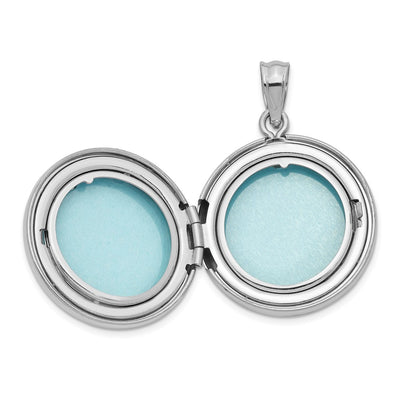 Sterling Silver Rhodium-plated Diamond Polished Round Locket